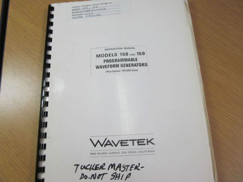 Wavetek 158,159 Progr Waveform Generators (plus opt 159-005) Instr Man Rev 3/76