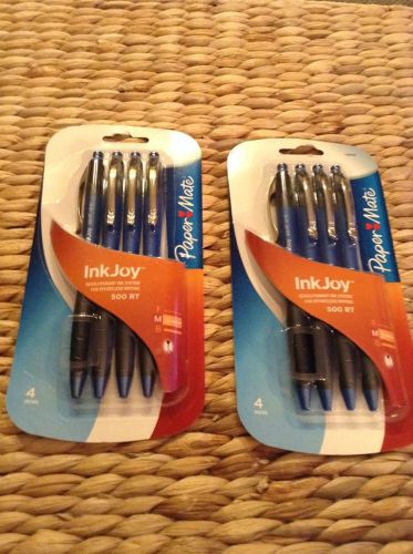 8 Paper Mate InkJoy 500 RT Blue Retractable Medium Point Pens New 1803499