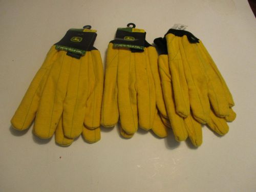 3 PAIRS OF JOHN DEER EXTRA LARGE YELLOW HEAVY DUTY CHORE GLOVES