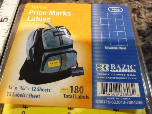 Yellow Price Tags 3/4&#034; x 15/16&#034; labels- 180 stickers - Budget Friendly