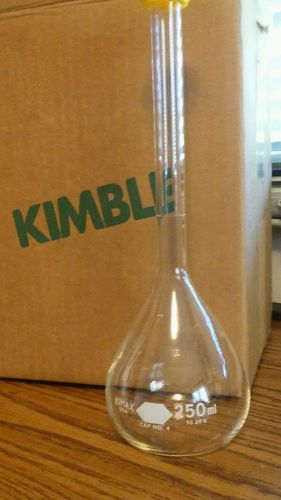 Kimble kimax volumetric flask 250 ml no. 28010 new with snap cap set of 4 for sale