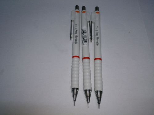 LOT OF 3 NEW WHITE ROTRING TIKKY II (2) Mechanical Pencil 1.00 mm HB GERMANY