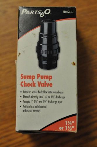 Pentair parts2o 1-1/4&#034; 1-1/2&#034; sump pump check valve fp0026-6d fast ship! a6 for sale