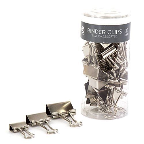 U Brands Binder Clips, Assorted Sizes, Silver Steel, 30-Count