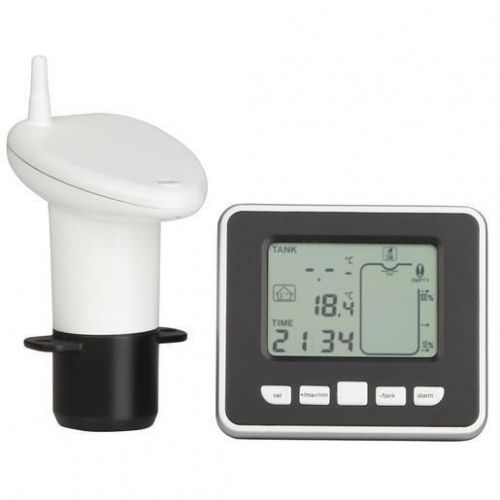 Wireless Ultrasonic Water Tank Level Meter Sensor w/Thermometer Transmitter 100M