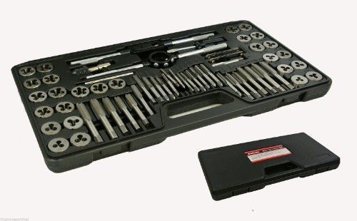 TruePower 02-0554 Alloy Steel SAE/Metric Tap and Die Set, 60 Piece