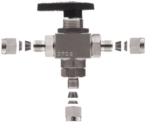 Ham-Let H6800 Series Stainless Steel 316 Ball Valve, 3-Way Diverting, 3 Piece