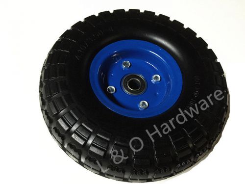 2 pc x 10&#034; HAND TROLLEY WHEELS TYRE RIM 16MM BORE PUNCTURE PROOF NO MORE FLAT