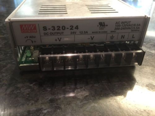 Mean Well S-320-24 DC Power Supply, 24V 12.5A, 100-12VAC or 200-240VAC Input