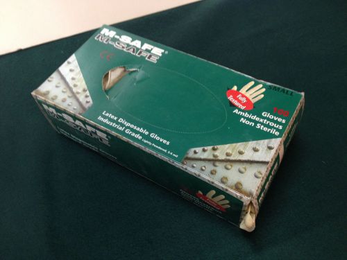 M-Safe Latex  Industrial Gloves,Small Clear New old Stock 100 Non- Sterile