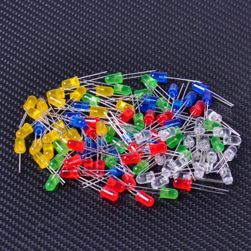 100pcs Red Green Blue White Yellow LED 5mm Bulb Light Emitting Diode DIY Lamp