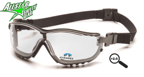 Pyramex safety v2g readers 2.0 clear anti fog goggle glasses bifocal gb1810str20 for sale