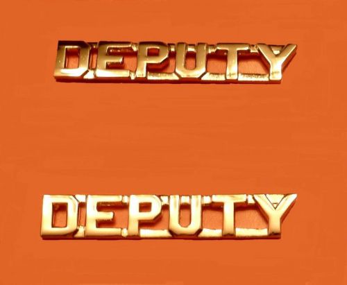 Deputy Collar Pin Device Set Cut Out Letters Sheriff Dept 1/4&#034; Gold 2218 New