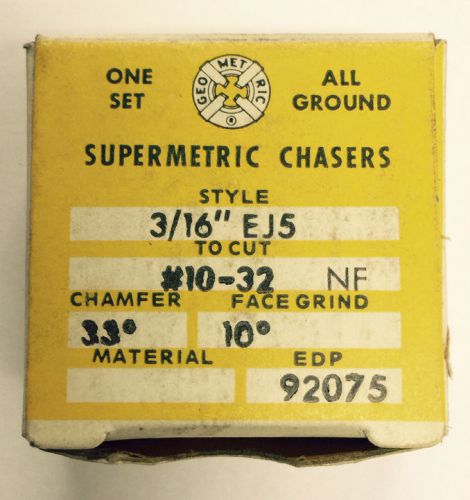 NEW Supermetric #10-32 Chasers for Geometric 3/16&#034; EJ5 Die Head, 33 degree chamf