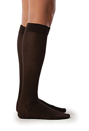 Sea Island Cotton 20-30mmHg Womens Close Toe Calf Socks, Navy, Lng Lg, 222CLLW10