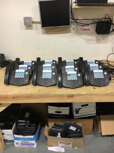 Lot of 12 Polycom Soundpoint IP 550 IP550 VOIP IP Buisness Phones w/ Adapters