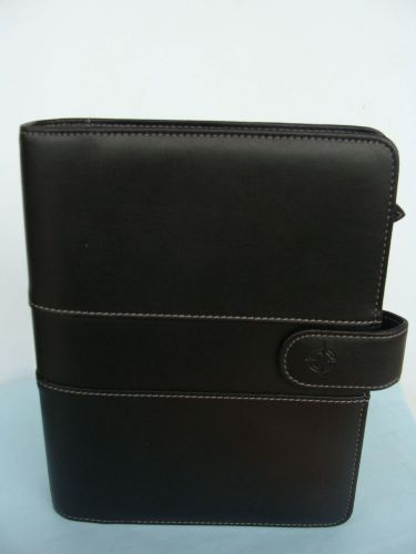 Classic 1.25&#034; ring black sim. leather franklin covey planner/binder magnetic euc for sale