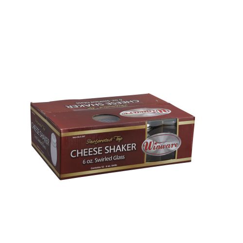 Winco G-307, 6-Ounce Glass Cheese Shaker with Perforated Stainless Steel Top, 1