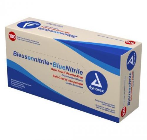 New dynarex nitrile exam glove non-latex powder free - medium, 100 pc pack of 10 for sale