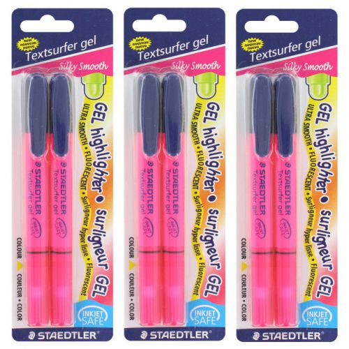 Staedtler textsurfer gel highlighters, fluorescent pink, odorless, 6/pack for sale