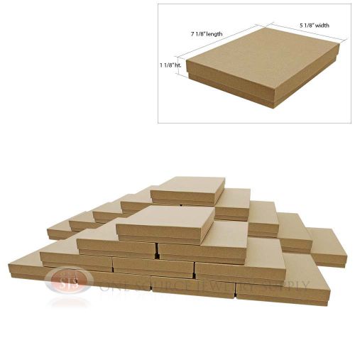 Large 25 brown kraft cotton filled jewelry gift boxes 7 1/8&#034; x 5 1/8&#034; x 1 1/8&#034;h for sale