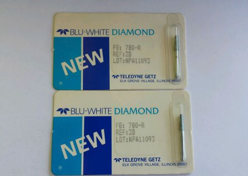 Set of 2 Teledyne Getz  FG 780-R 2D  Blu-White Diamond Bur Made in USA NOS