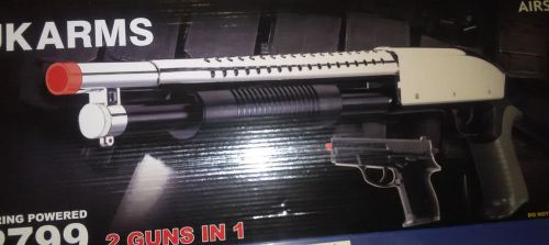 airsoft spring powered shotgun rifle &amp; hand gun pistol FREE 6mm plastic BBs