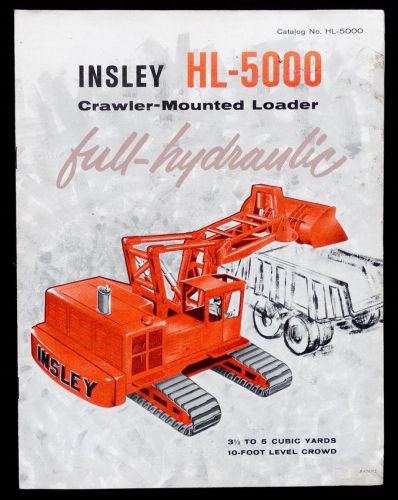1960&#039;s INSLEY HL-5000 TRACK SHOVEL LOADER Advertising Catalog MANUAL Book