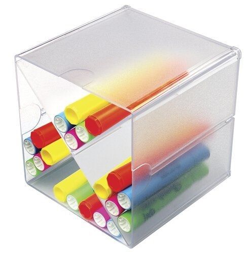Deflecto Stackable Cube Organizers Cross Divider, Clear, 6 x 6 x 6 Inches