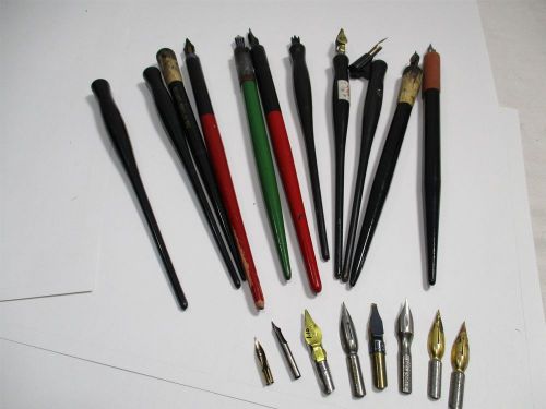 Lot of 11 Calligraphy Pens &amp; Nibs w/7 Extra Nibs
