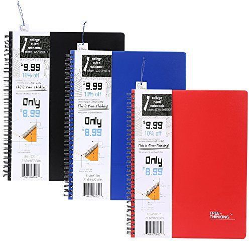 Free-thinking Spiral Notebook 1 Subject 120 Wide Ruled Sheets Redcobalt Blue
