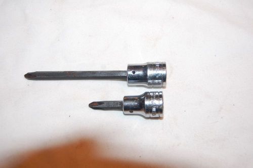 Pair of Snap-on 3/8&#034; Drive #2 Phillps Sockets