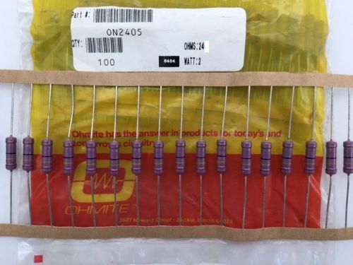 (200 pcs) on2405 ohmite, 2 watt 24 ohm 5%, carbon film resistor (axial) for sale