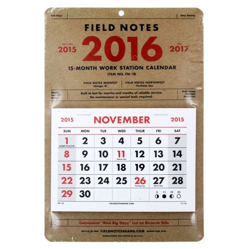 Field Notes 2016 15-Month Work Station Calendar