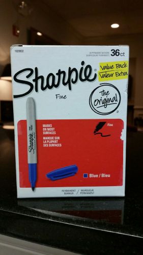 SHARPIE 1920932 Permanent MARKERS Pens * BLUE * FINE POINT * Box of 36