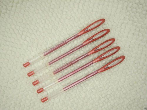 (5 Pens Pack) Uni-Ball Signo Noble Metal 0.8mm Roller ball pen Red smooth