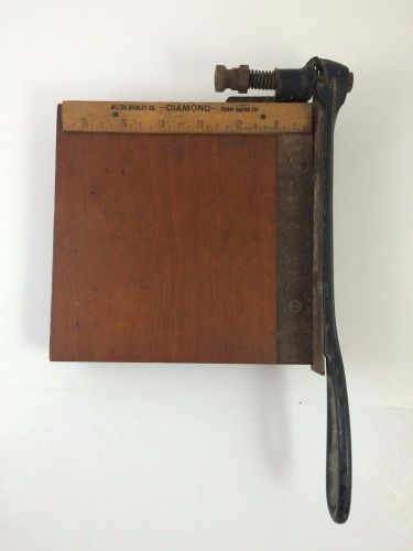 Old Milton Bradley Co. Diamond Paper Cutter Wood and Cast Metal Trimmer 6-1\2&#039;&#039;