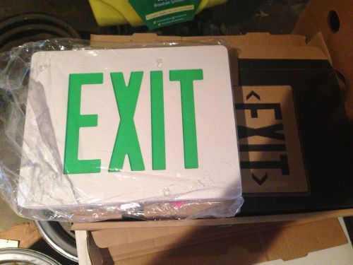 NEW LITHONIa LIGHTING Aluminum WHITE DIE CAST LED EXIT SIGN GREEN LETTERS No Box