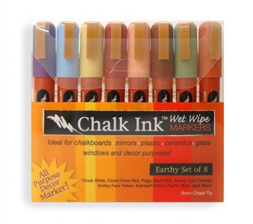 OpenBox Chalk Ink 6mm Earthy Wet Wipe Markers, 8-Pack