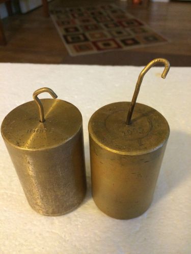 Lot Of 2 Vintage Solid Brass 1000g Calibration Weights Weight