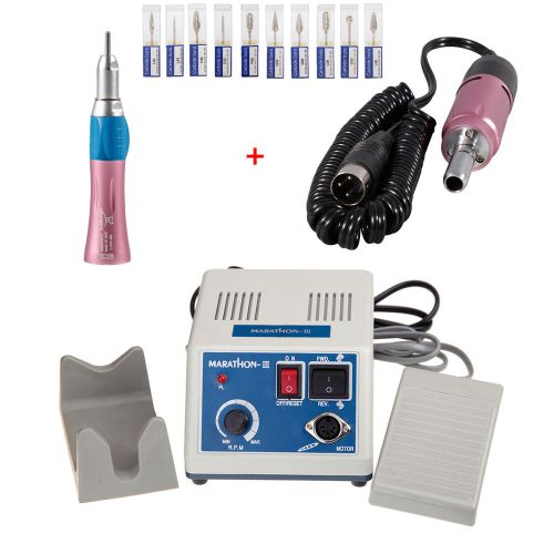 Dental Marathon 35K rpm Electric Micromotor N3 + Straight Handpiece +10X Burs U