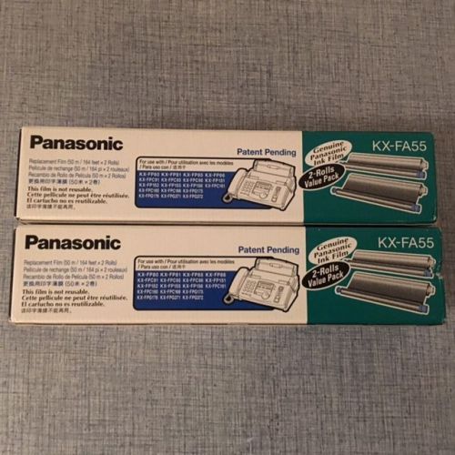 FOUR 4 ROLL Genuine Panasonic KX-FA55 FAX Ink Film Replacement Cartridge 2 Boxes