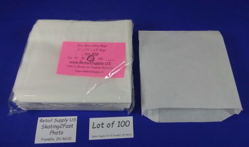Qty 100 Dry Wax White Paper Sand Bags Concession Machine supplies 6&#034; x0.75&#034;x6.5&#034;