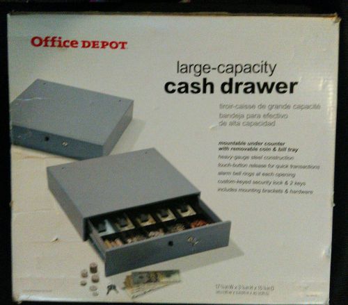 Office Depot Large-Capacity Manual Cash Drawer with Bell 407775, Locking Key New