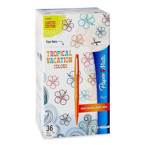 Paper Mate Flair Felt Tip Pens Medium Point Limited Edition Tropical &amp; Assort...