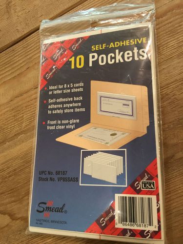 Smead self adhesive 10 POCKETS ideal for 8x5 cards or letter size sheets FREE SH