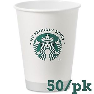 Starbucks White Disposable Hot Paper Cup 12 Ounce 50 Pack