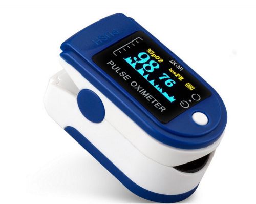 Blue LED OLED Finger Pulse Oximeter Spo2 PR Oxygen Monitor