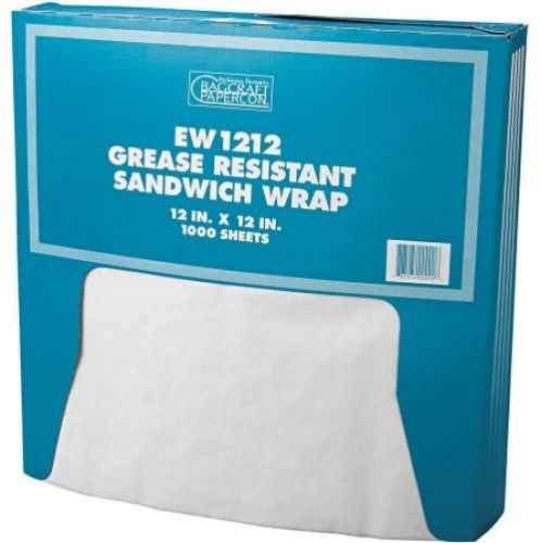 Bagcraft Papercon 12x12 Grease-Resistant Paper Wrap/Liner, White, 1000 Count,