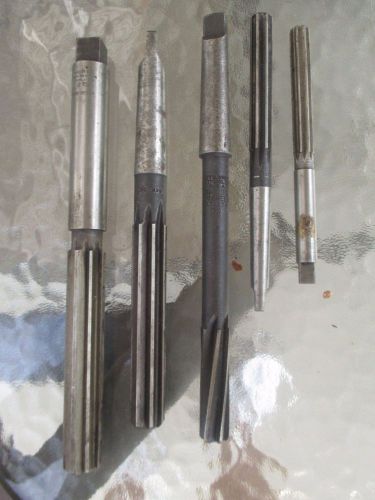 Set of 5 Vintage Hand Reamers MORSE, CHICAGO, PRATT &amp; WHITNEY, S.T.D.